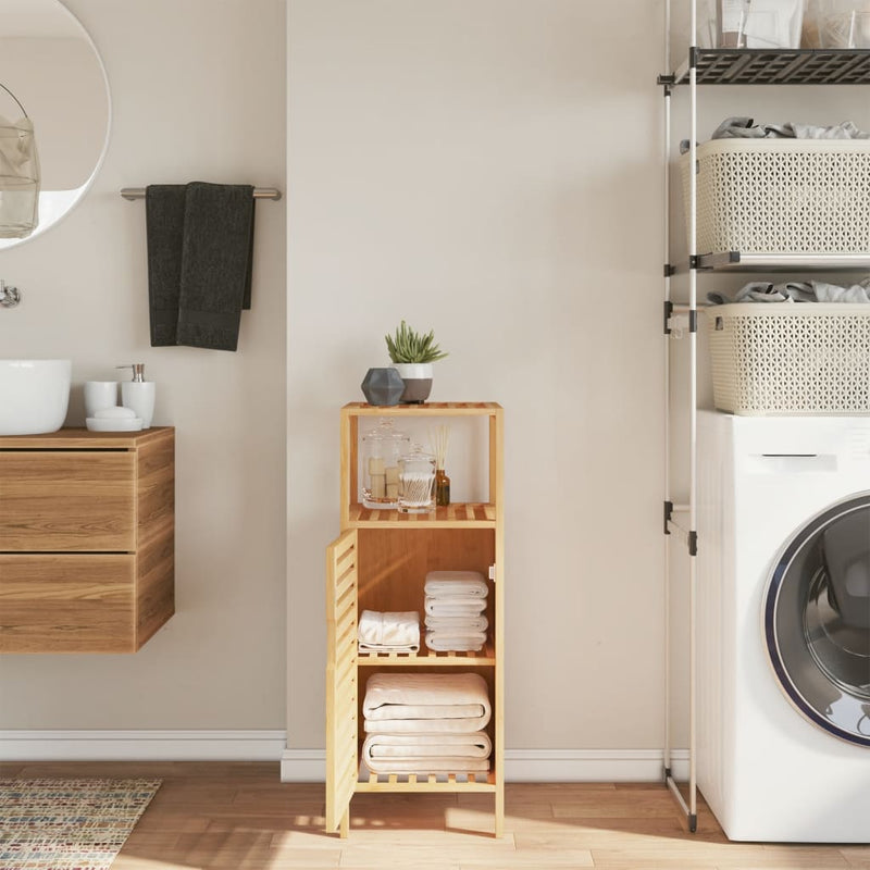 vidaXL Bamboo Bathroom Cabinet with Open Shelf - Stylish & Functional Storage