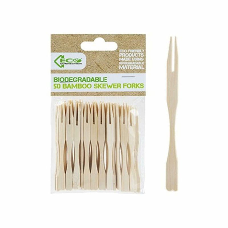 Eco-Friendly Bamboo Skewer Forks - 50 Pack for Kids & Party Treats!