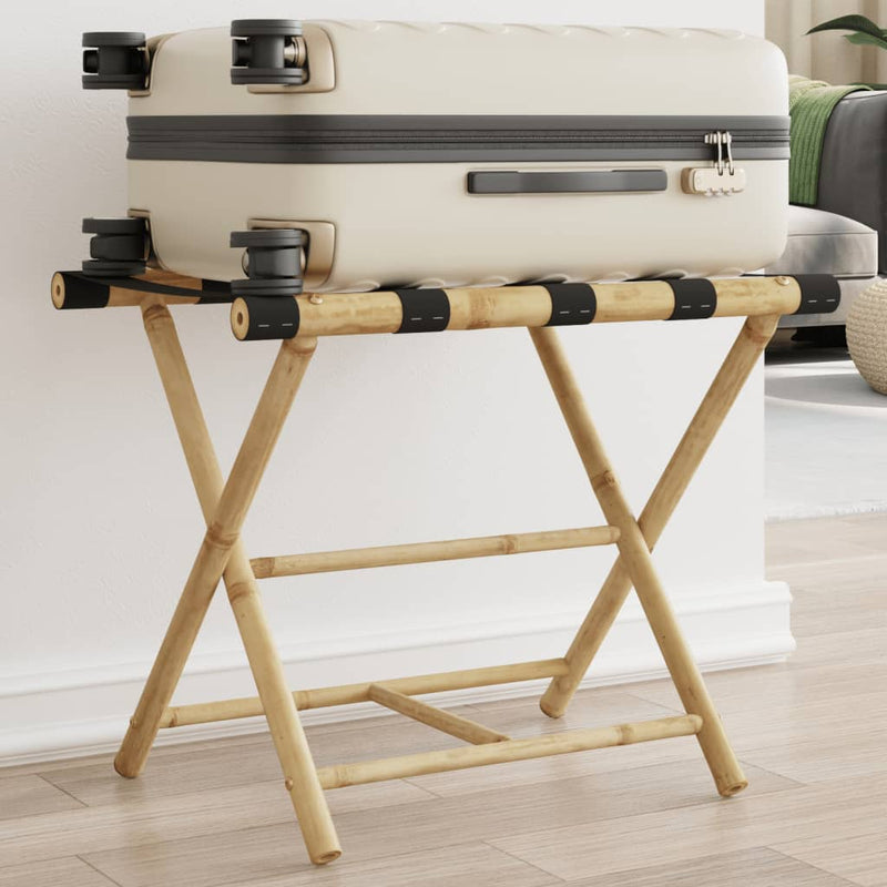 vidaXL Bamboo Folding Luggage Rack - Elegant & Space-Saving Design