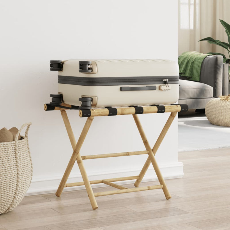vidaXL Bamboo Folding Luggage Rack - Elegant & Space-Saving Design