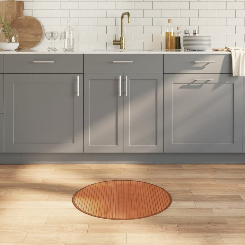 vidaXL 60 cm Round Bamboo Rug - Elegant Brown Decor for Any Space