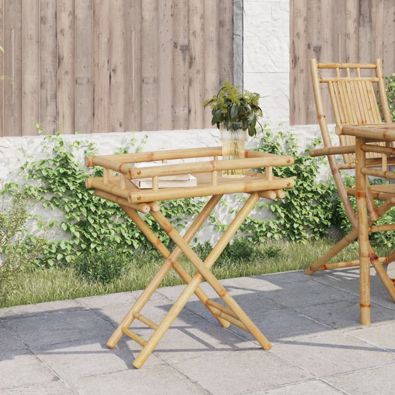 vidaXL Bamboo Folding Tray Table - Stylish & Versatile Collapsible Design