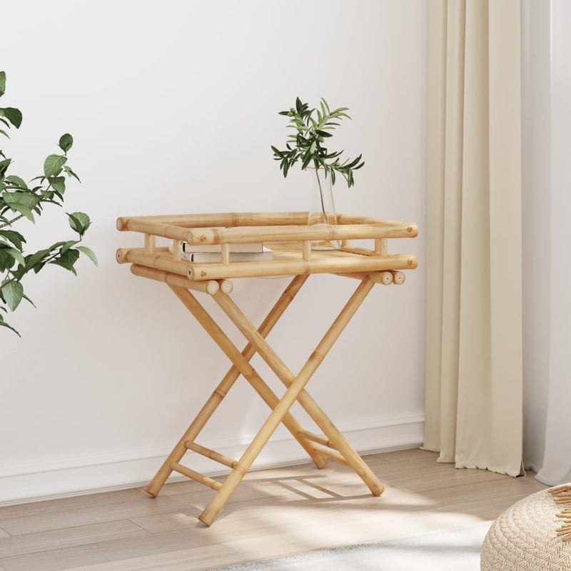 vidaXL Bamboo Folding Tray Table - Stylish & Versatile Collapsible Design