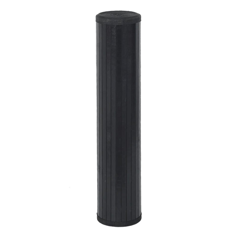 vidaXL Elegant Black Bamboo Square Rug - 100x100 cm, Perfect for Any Space