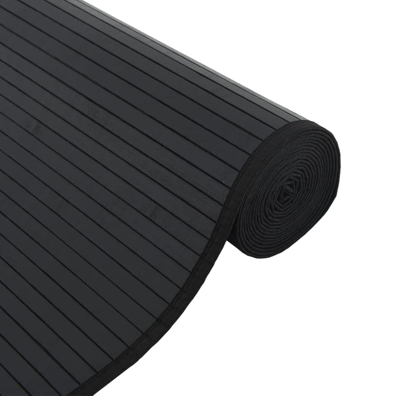 vidaXL Elegant Black Bamboo Square Rug - 100x100 cm, Perfect for Any Space