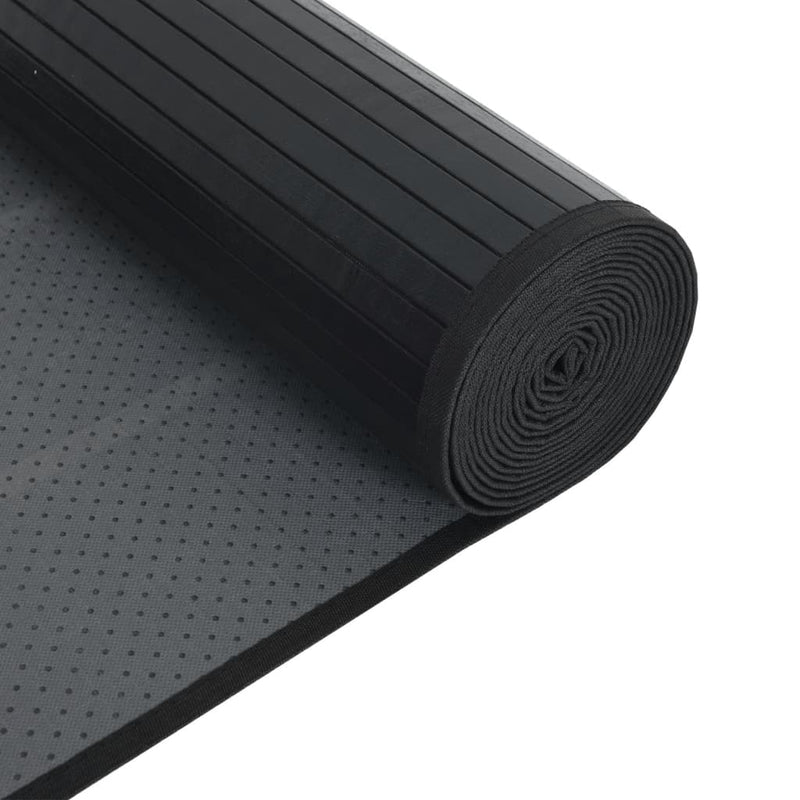 vidaXL Elegant Black Bamboo Square Rug - 100x100 cm, Perfect for Any Space