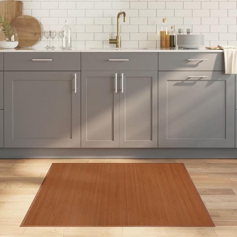 vidaXL Bamboo Square Rug - Elegant Brown 100x100 cm for Your Stylish Space