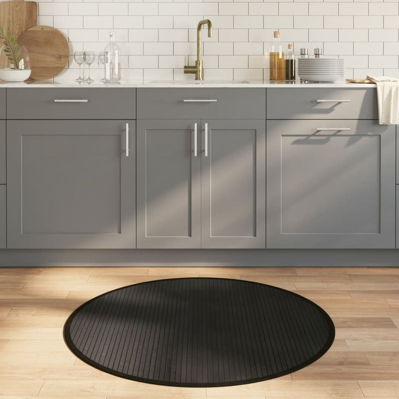 vidaXL 100cm Round Black Bamboo Rug - Eco-Friendly Elegance for Your Space