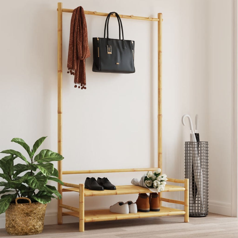 vidaXL Bamboo Clothes Rack with Shelves - Stylish Storage Solution!