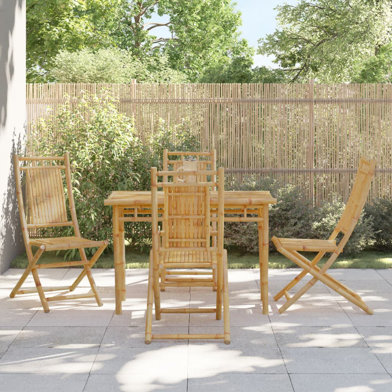 vidaXL 5-Piece Bamboo Garden Dining Set – Stylish Outdoor Entertaining Ready!