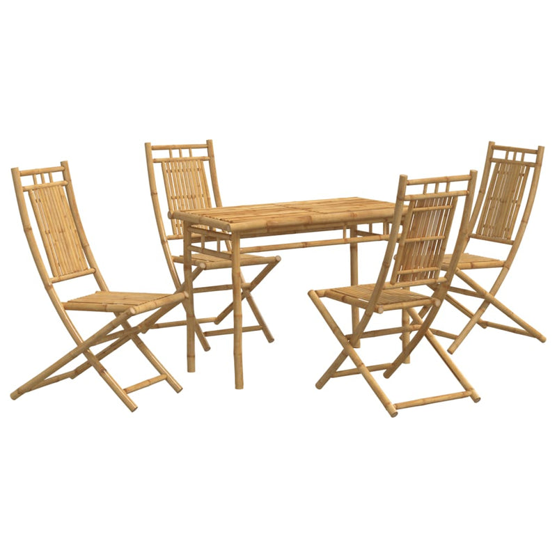 vidaXL 5-Piece Bamboo Garden Dining Set – Stylish Outdoor Entertaining Ready!