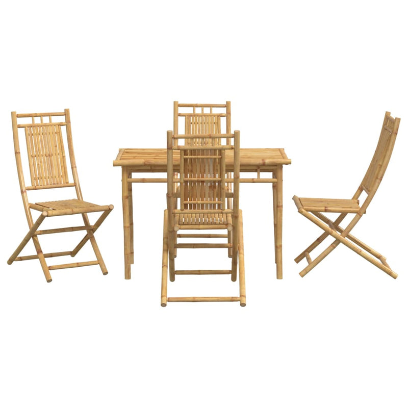 vidaXL 5-Piece Bamboo Garden Dining Set – Stylish Outdoor Entertaining Ready!