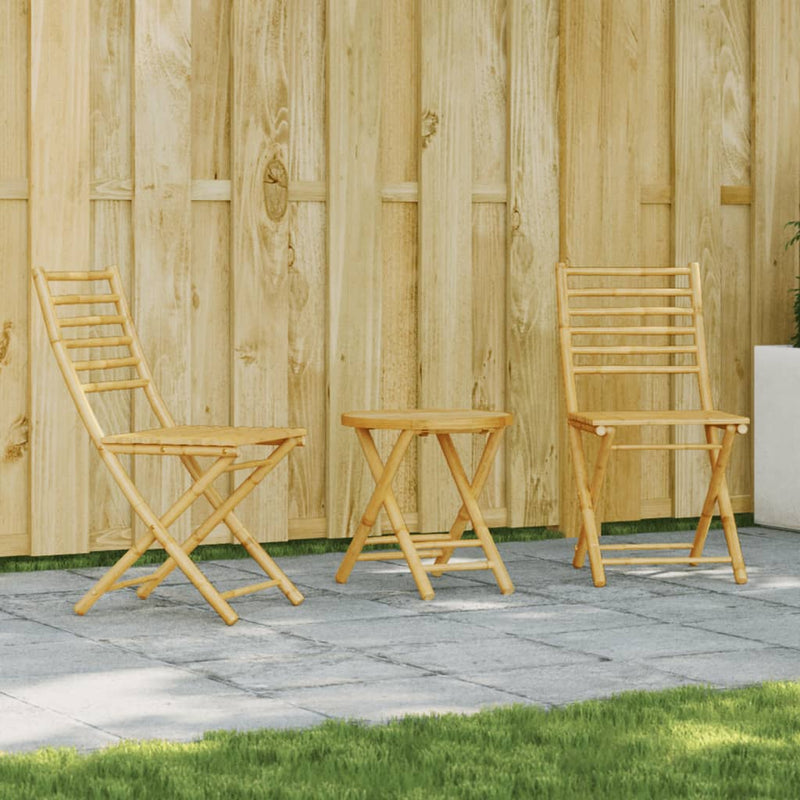 vidaXL Elegant 3-Piece Bamboo Bistro Set - Stylish & Space-Saving Design