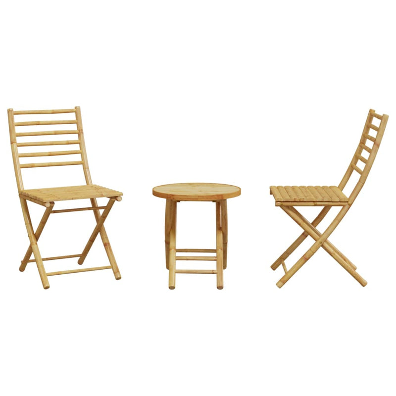 vidaXL Elegant 3-Piece Bamboo Bistro Set - Stylish & Space-Saving Design