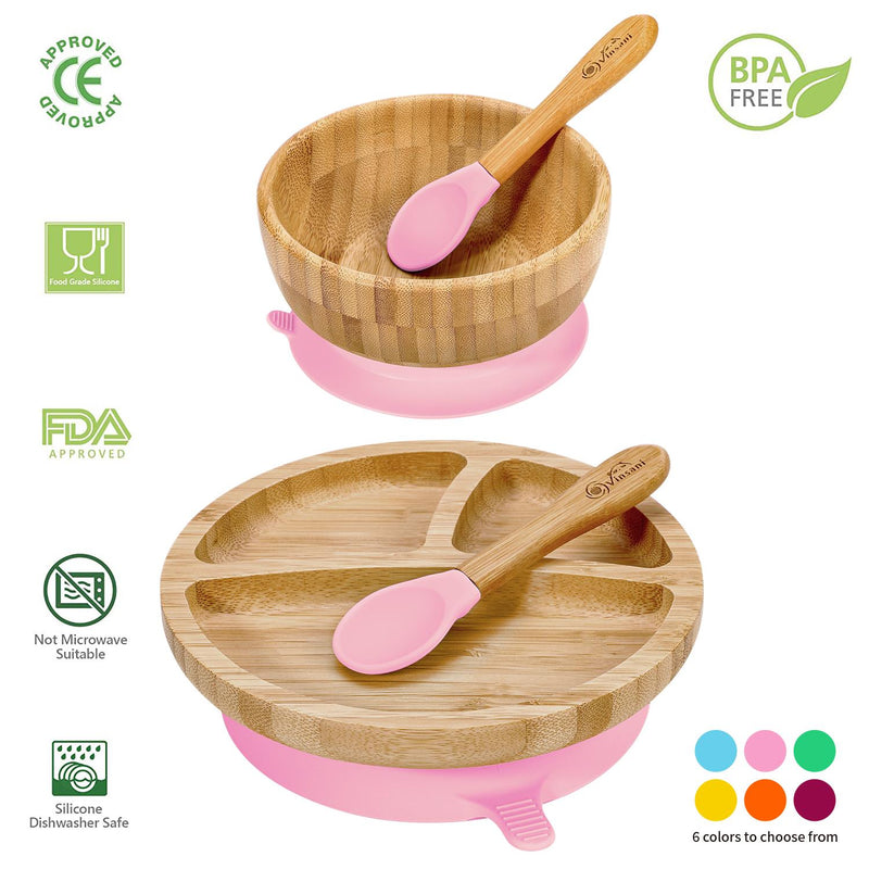 Bamboo Suction Bowl Set: All-Natural, Non-Slip, Easy-Clean & Safe for Kids - Bamboo Craze