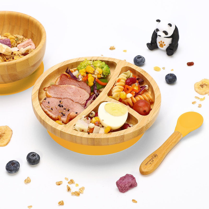 Bamboo Suction Bowl Set: All-Natural, Non-Slip, Easy-Clean & Safe for Kids - Bamboo Craze
