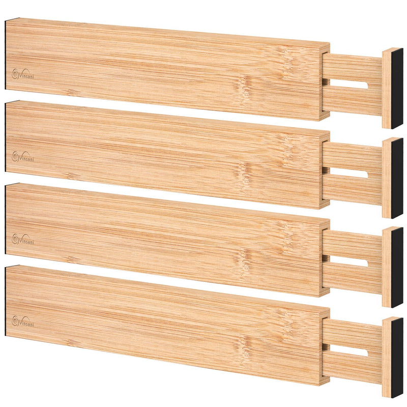 VINSANI Premium Bamboo Drawer Dividers - Adjustable, Eco-Friendly Organizers