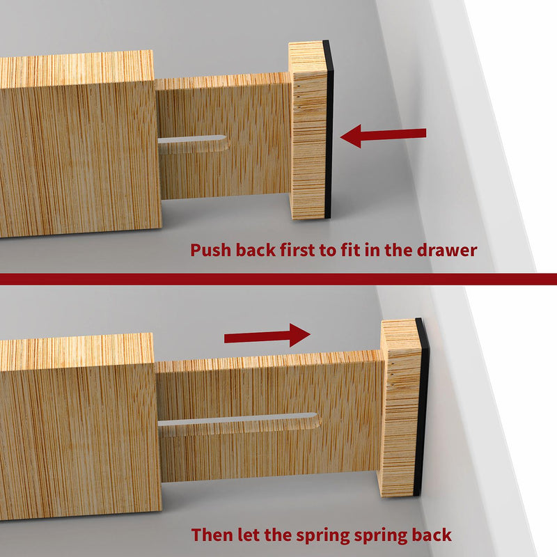 VINSANI Premium Bamboo Drawer Dividers - Adjustable, Eco-Friendly Organizers