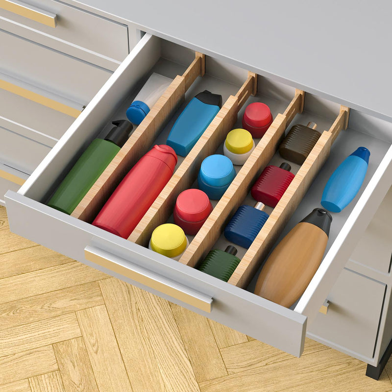 VINSANI Premium Bamboo Drawer Dividers - Adjustable, Eco-Friendly Organizers