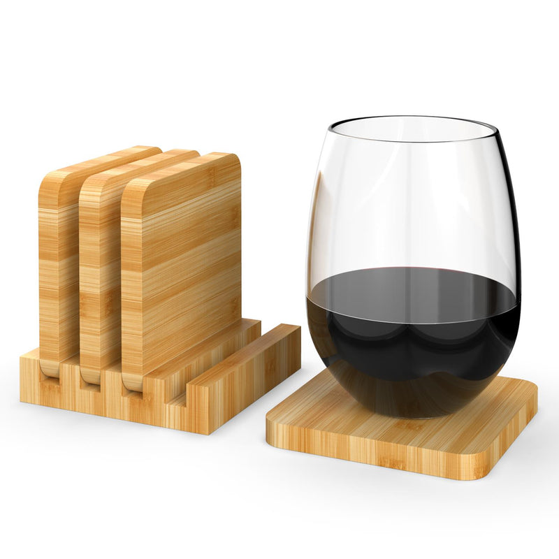 VINSANI Eco-Friendly Bamboo Coasters - Stylish, Durable & Space-Saving Set - Bamboo Craze