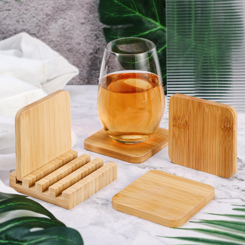VINSANI Eco-Friendly Bamboo Coasters - Stylish, Durable & Space-Saving Set - Bamboo Craze