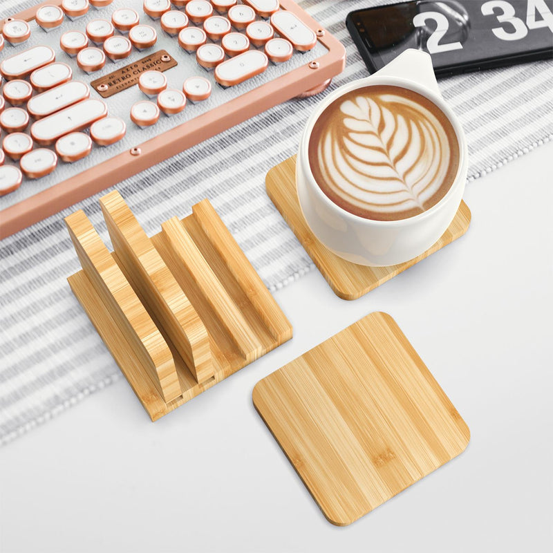 VINSANI Eco-Friendly Bamboo Coasters - Stylish, Durable & Space-Saving Set - Bamboo Craze