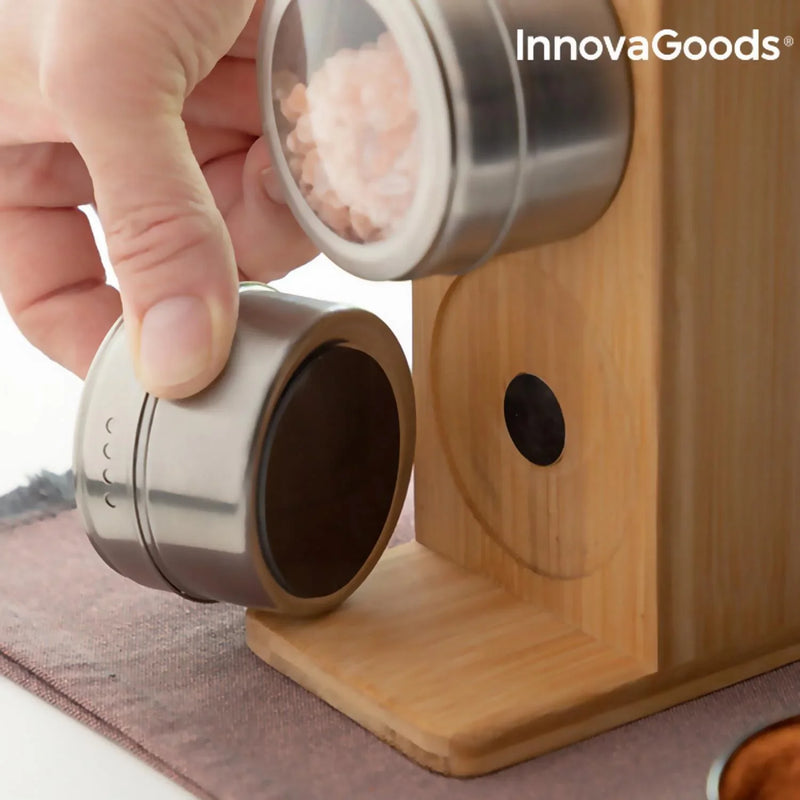 Bamsa 7-Piece Magnetic Spice Rack & Bamboo Utensil Set for Effortless Cooking - Bamboo Craze