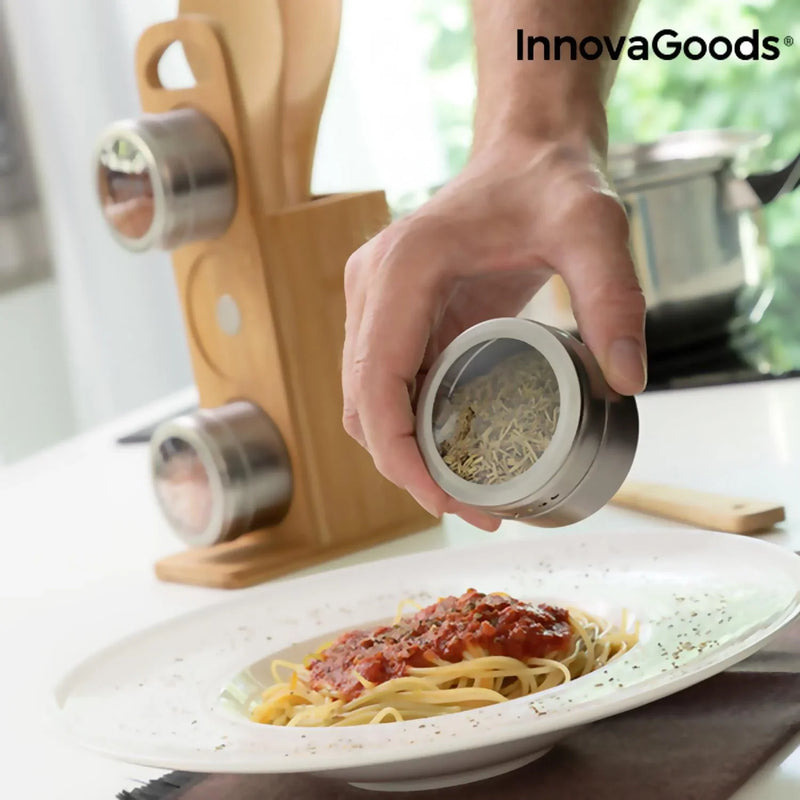Bamsa 7-Piece Magnetic Spice Rack & Bamboo Utensil Set for Effortless Cooking - Bamboo Craze