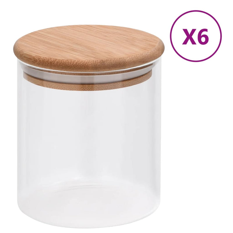 Stylish 6-Piece Glass Storage Jars with Eco-Friendly Bamboo Lids