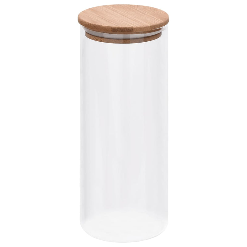Elegant 6-Pack Glass Storage Jars with Bamboo Lids - 1000ml Capacity Each