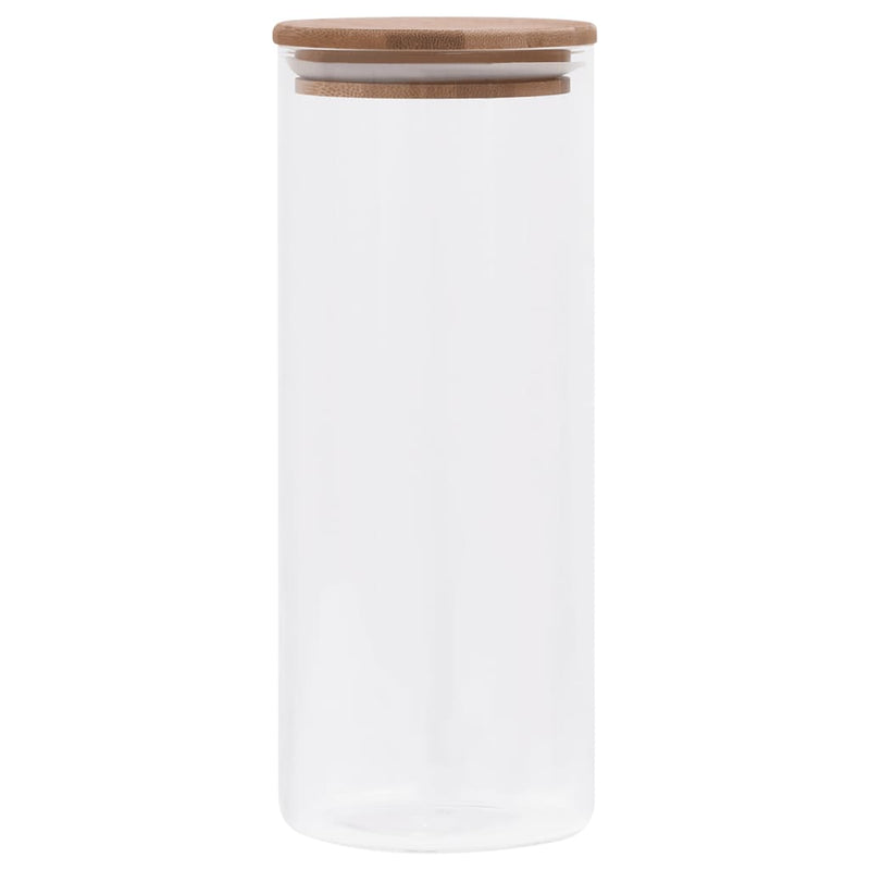 Elegant 6-Pack Glass Storage Jars with Bamboo Lids - 1000ml Capacity Each