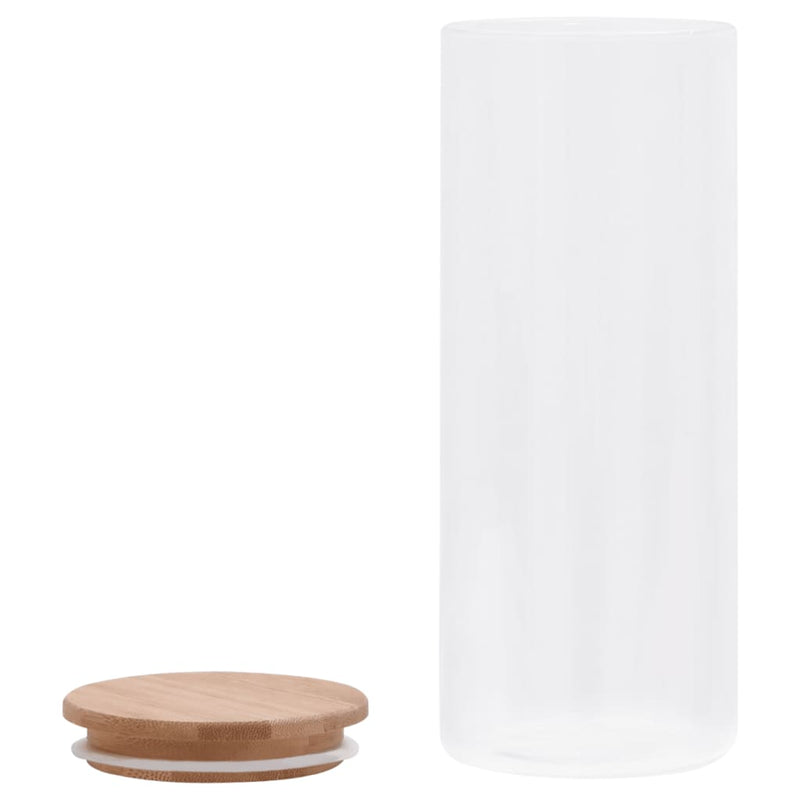 Elegant 6-Pack Glass Storage Jars with Bamboo Lids - 1000ml Capacity Each