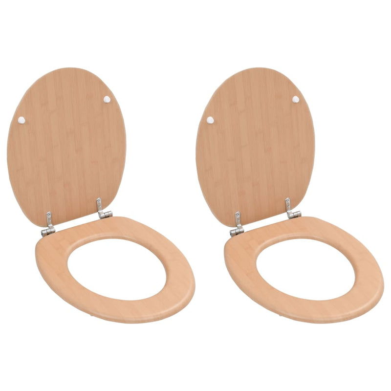vidaXL Bamboo Dual Toilet Seats - Elegant Design, Universal Fit, 2-Pack