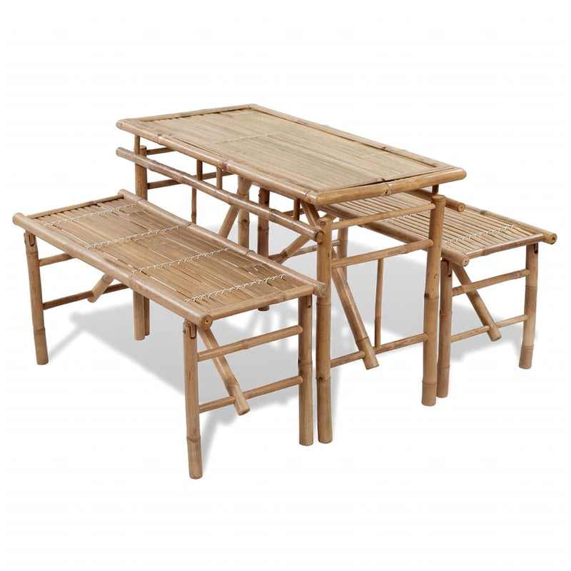 Bamboo Beer Table Set with 2 Benches – Perfect for Outdoor Gatherings!