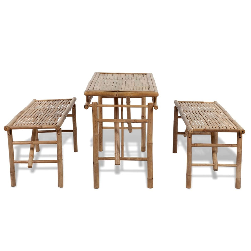 Bamboo Beer Table Set with 2 Benches – Perfect for Outdoor Gatherings!