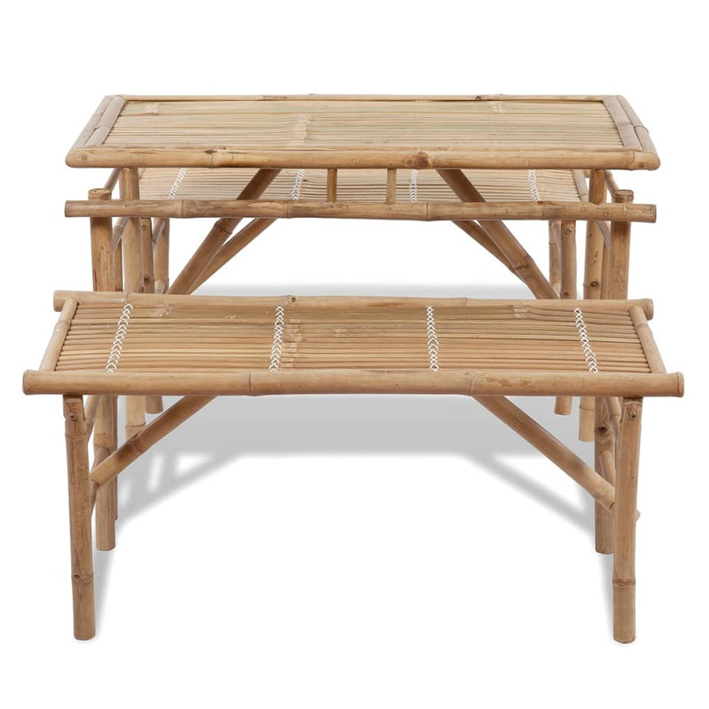 Bamboo Beer Table Set with 2 Benches – Perfect for Outdoor Gatherings!
