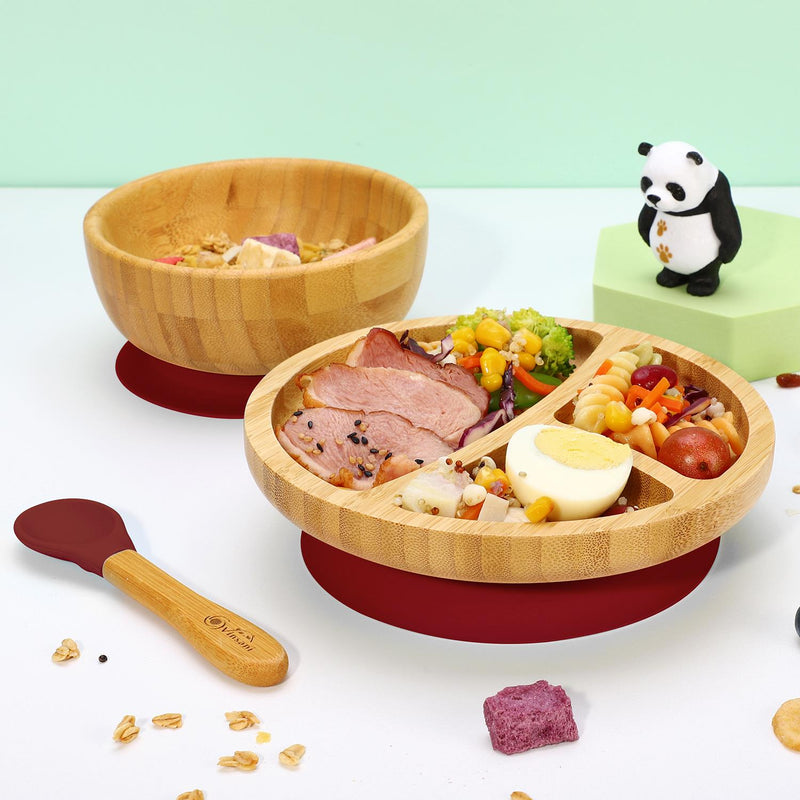 Bamboo Suction Bowl Set: All-Natural, Non-Slip, Easy-Clean & Safe for Kids - Bamboo Craze