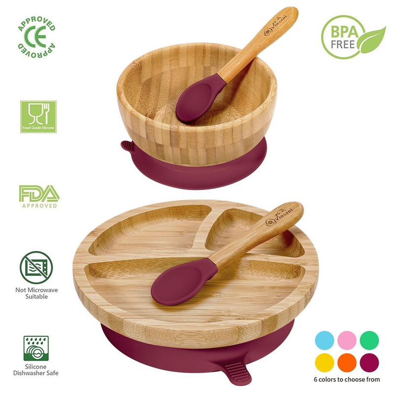 Bamboo Suction Bowl Set: All-Natural, Non-Slip, Easy-Clean & Safe for Kids - Bamboo Craze