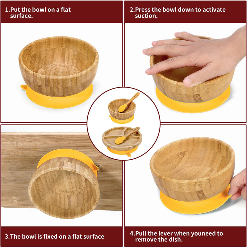 Bamboo Suction Bowl Set: All-Natural, Non-Slip, Easy-Clean & Safe for Kids - Bamboo Craze