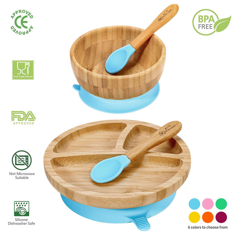 Bamboo Suction Bowl Set: All-Natural, Non-Slip, Easy-Clean & Safe for Kids - Bamboo Craze