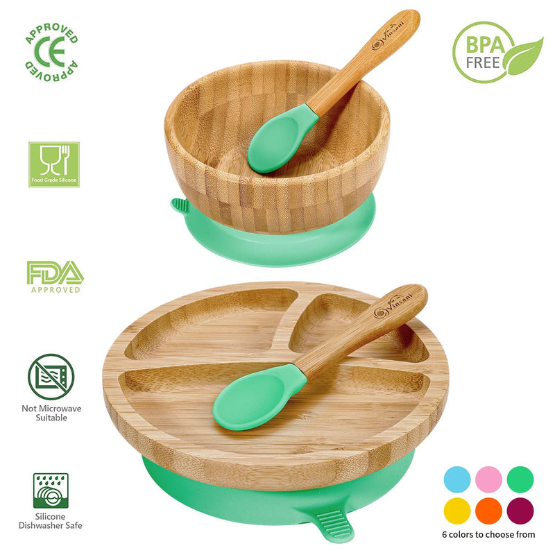 Bamboo Suction Bowl Set: All-Natural, Non-Slip, Easy-Clean & Safe for Kids - Bamboo Craze