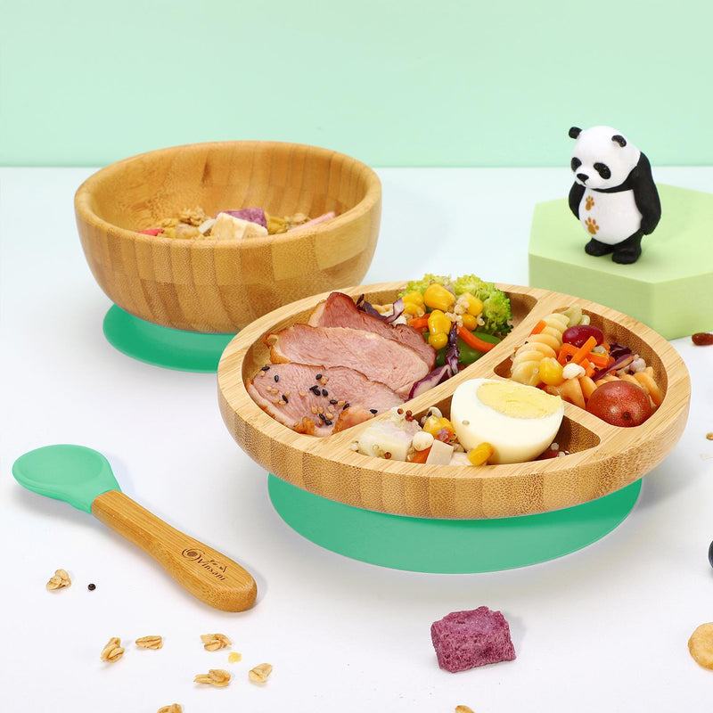 Bamboo Suction Bowl Set: All-Natural, Non-Slip, Easy-Clean & Safe for Kids - Bamboo Craze