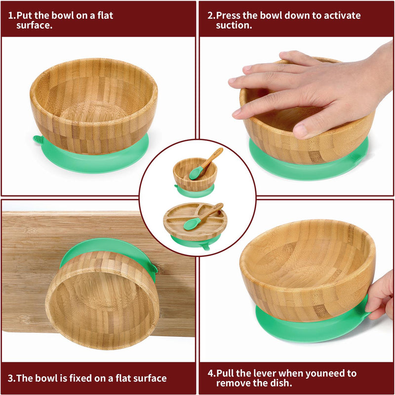 Bamboo Suction Bowl Set: All-Natural, Non-Slip, Easy-Clean & Safe for Kids - Bamboo Craze