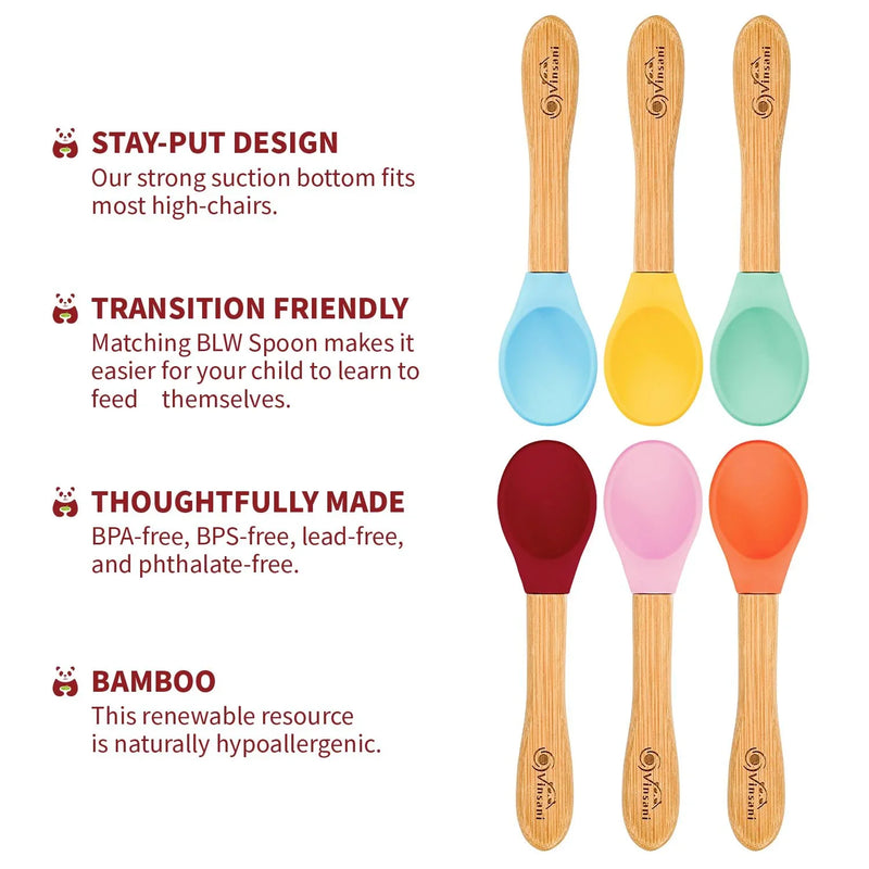 Bright & Safe Baby Weaning: 6-Piece Bamboo & Silicone Spoon Set - Bamboo Craze