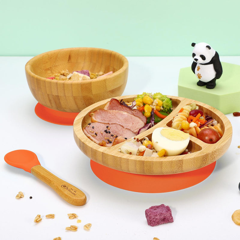 Bamboo Suction Bowl Set: All-Natural, Non-Slip, Easy-Clean & Safe for Kids - Bamboo Craze