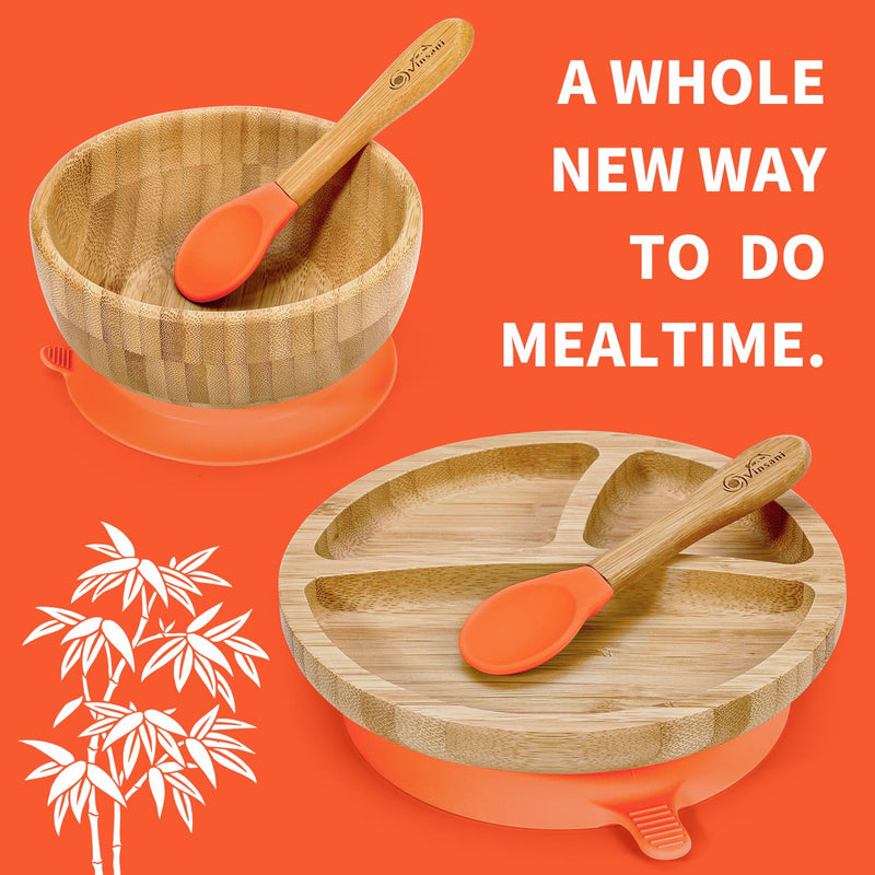 Bamboo Suction Bowl Set: All-Natural, Non-Slip, Easy-Clean & Safe for Kids - Bamboo Craze