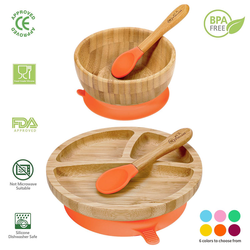 Bamboo Suction Bowl Set: All-Natural, Non-Slip, Easy-Clean & Safe for Kids - Bamboo Craze