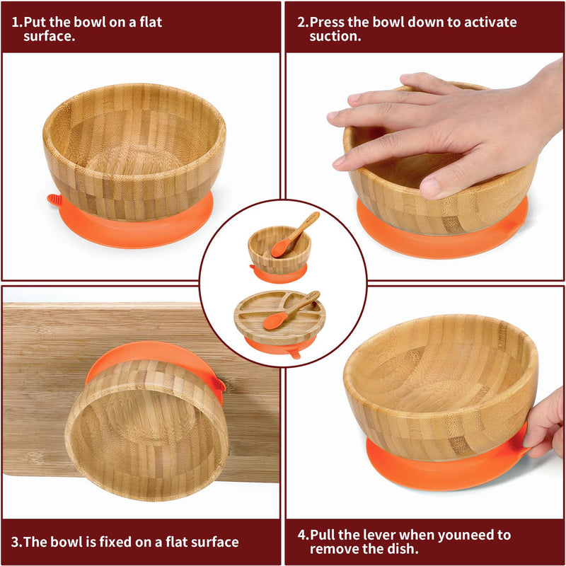 Bamboo Suction Bowl Set: All-Natural, Non-Slip, Easy-Clean & Safe for Kids - Bamboo Craze