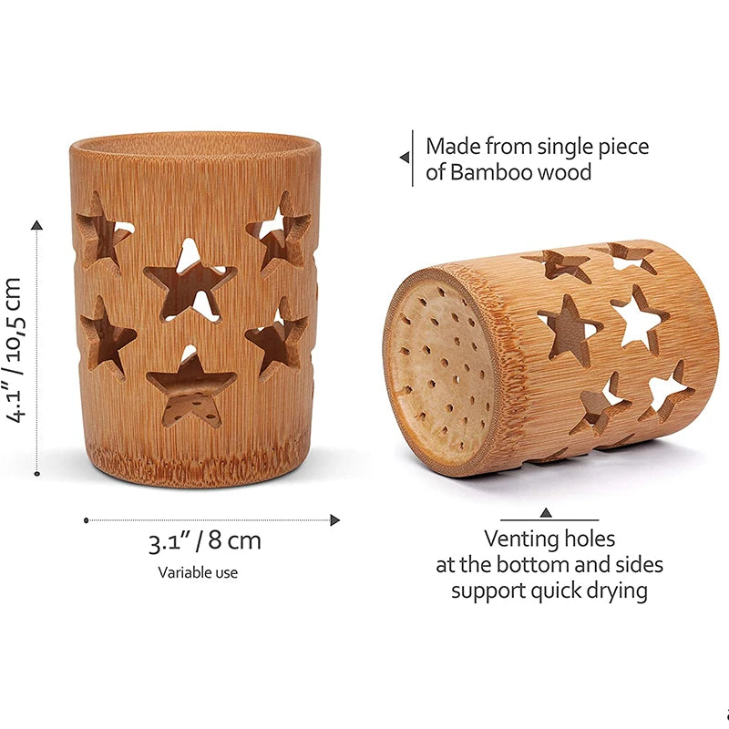 Bamboo Toothbrush Holder - Eco-Friendly Quick Drying Storage Cup - Bamboo Craze