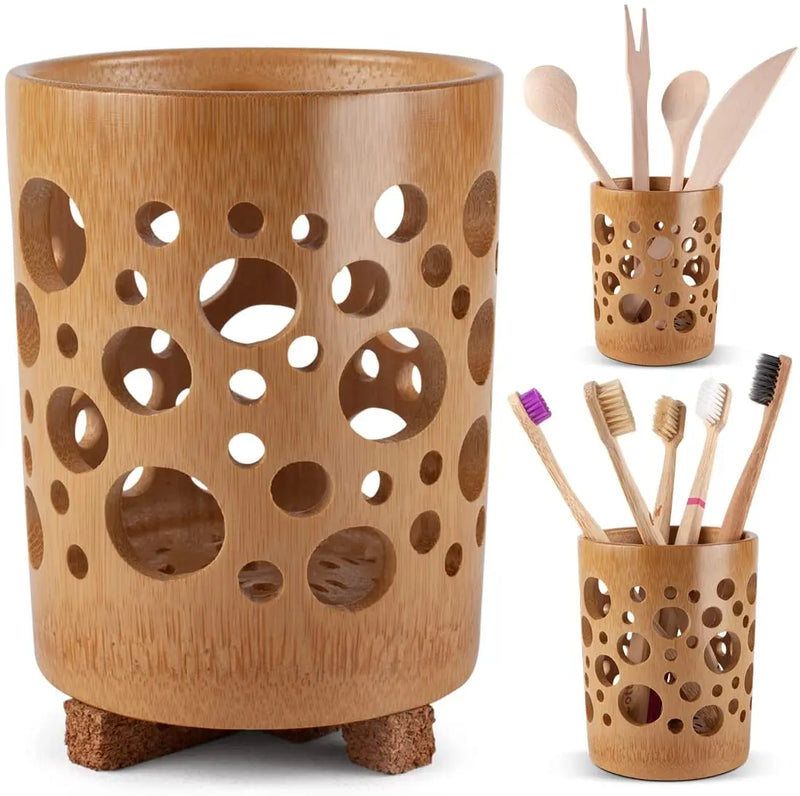 Bamboo Toothbrush Holder - Eco-Friendly Quick Drying Storage Cup - Bamboo Craze